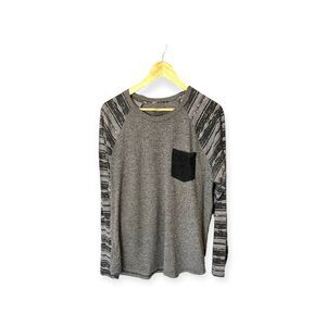 Brooklyn Cloth Men's XL Long Sleeve Shirt Gray Black Color Block Casual EUC